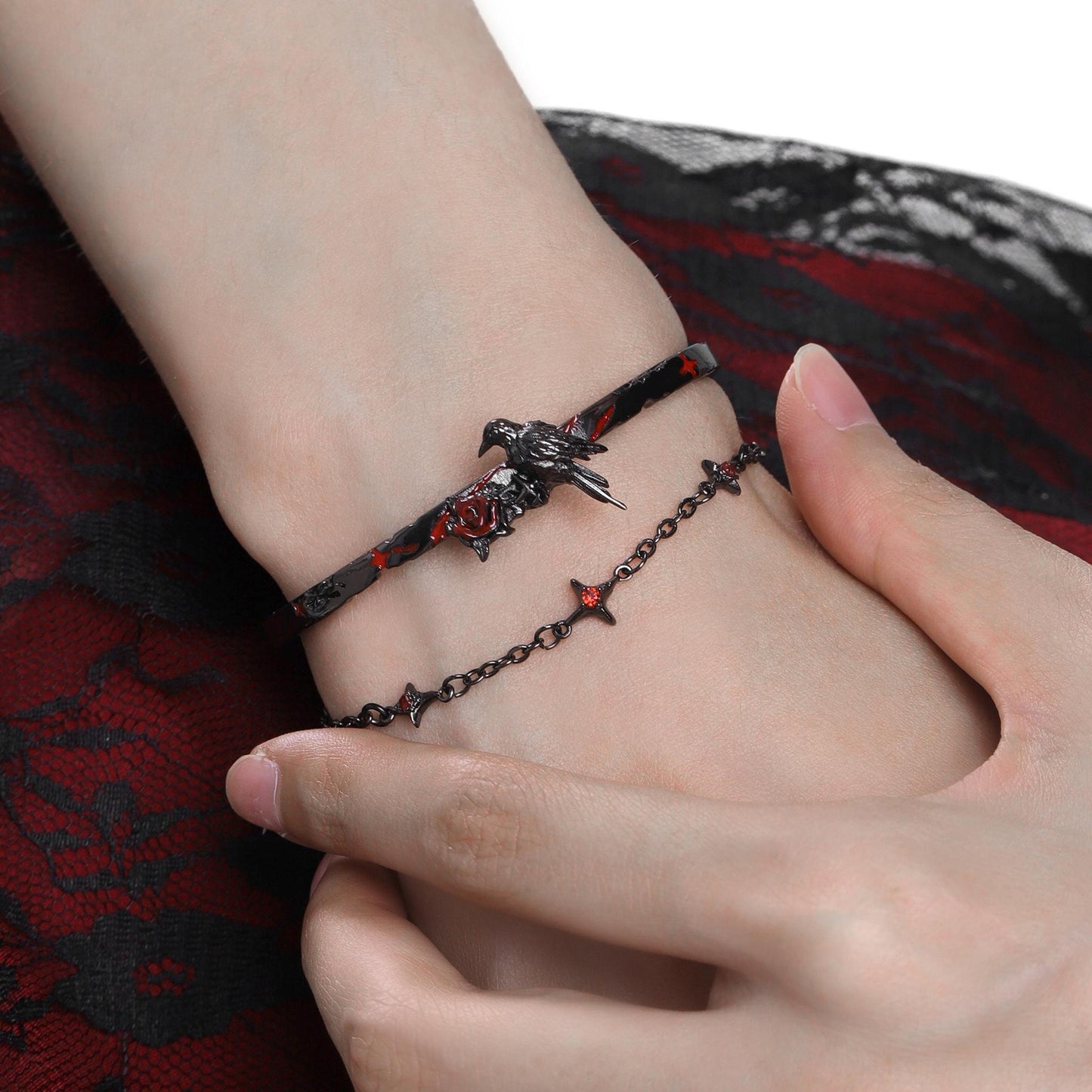 Raven Rose Chain Bangle Bracelet