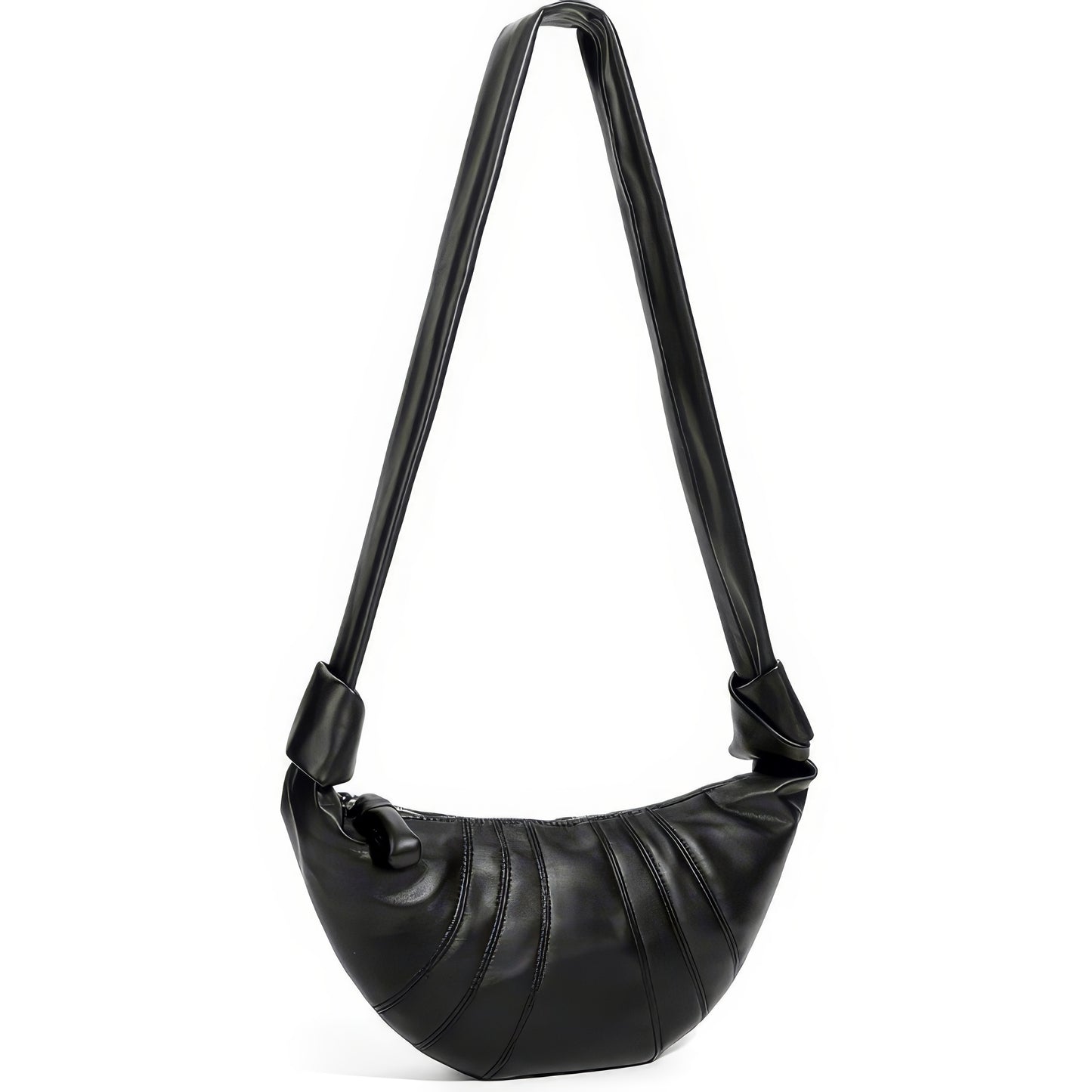 Knotted Crescent Black Shoulder Bag