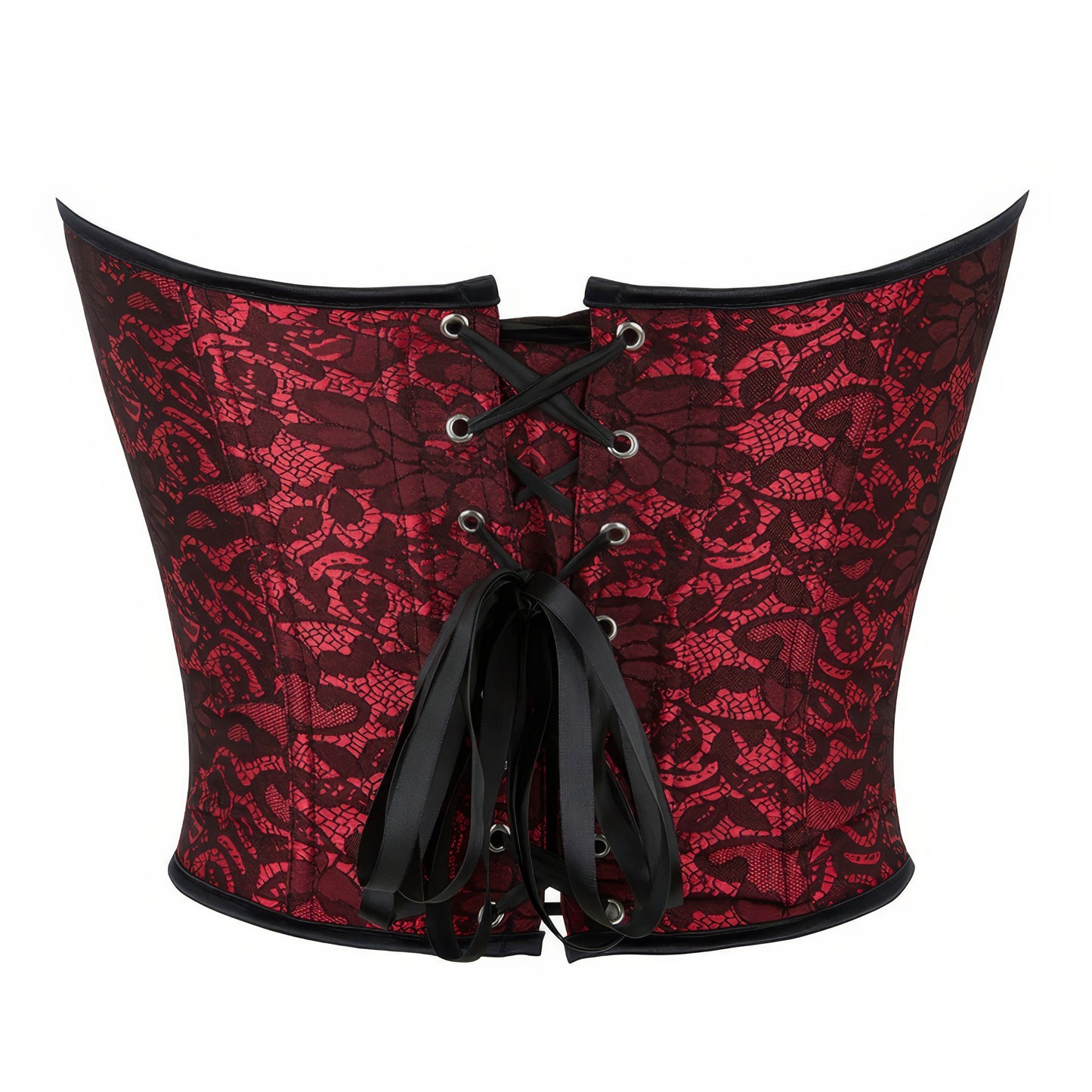 Red Lace Overlay Sweetheart Corset Top