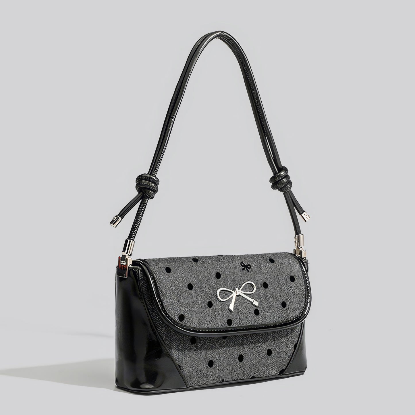 Polka Dot Bow Flap Shoulder Bag
