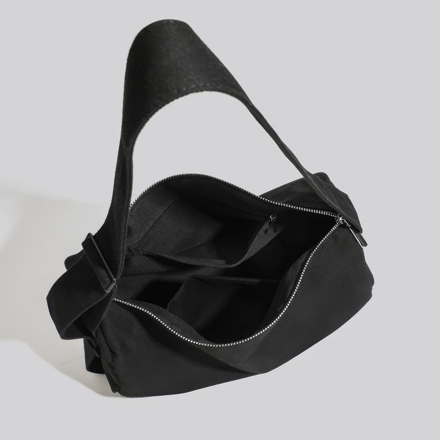 Asymmetrical Zip Canvas Shoulder Bag