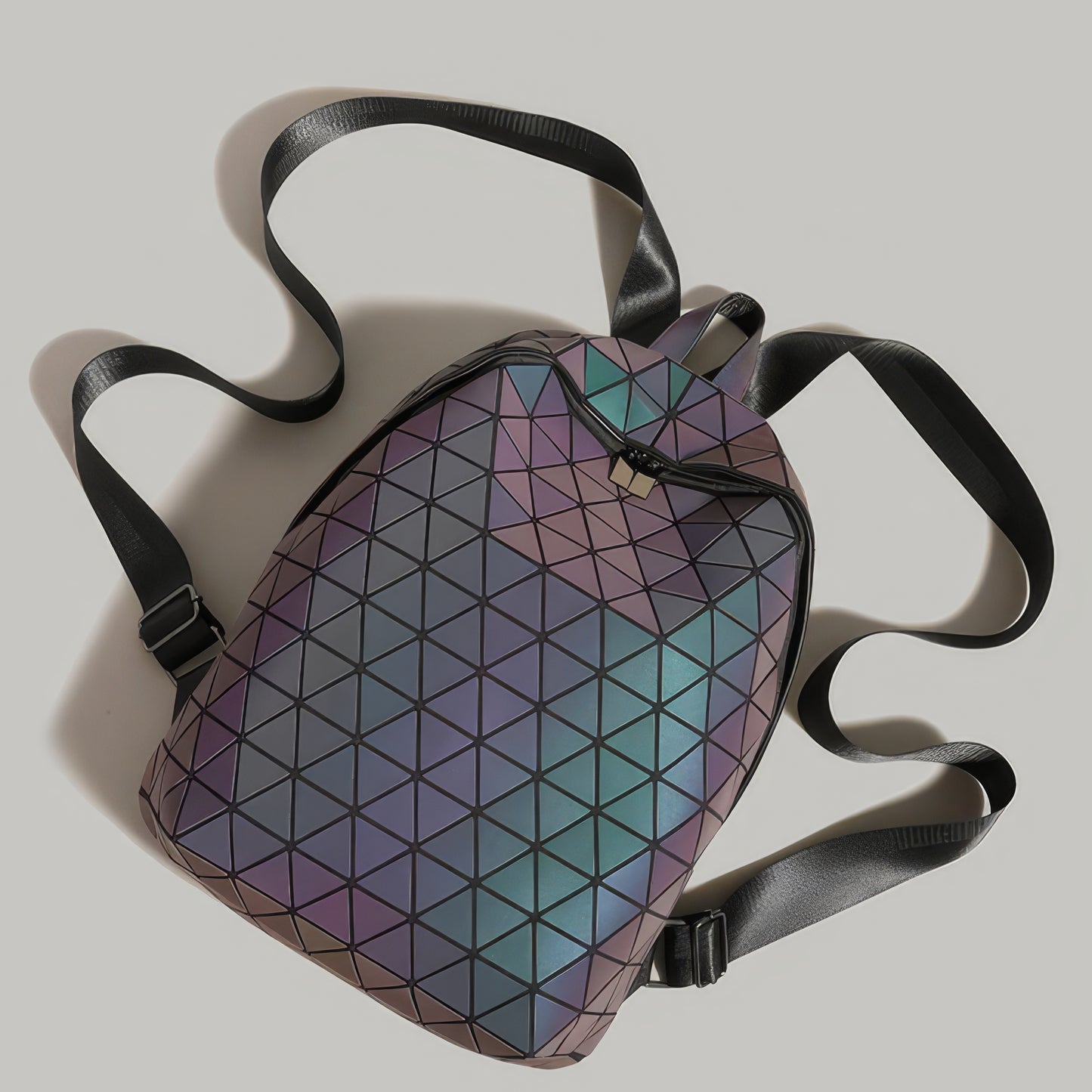 Geometric Reflective Prism Panel Backpack