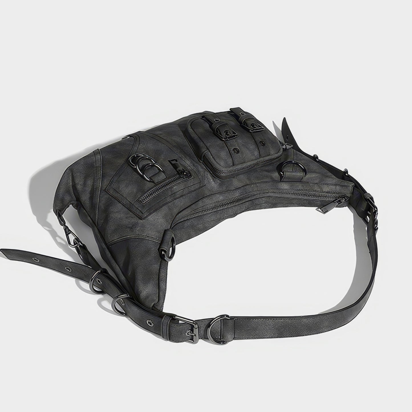 Black Buckle Strap Shoulder Bag
