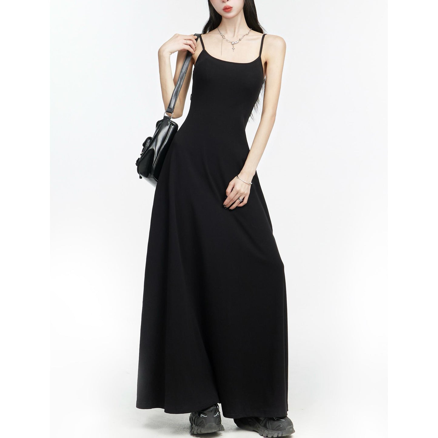 Scoop Neck Fitted Flare Maxi Dress