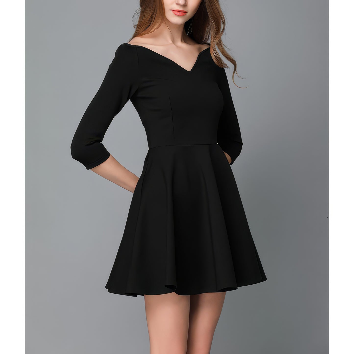 Off-Shoulder Fit and Flare Black Mini Dress