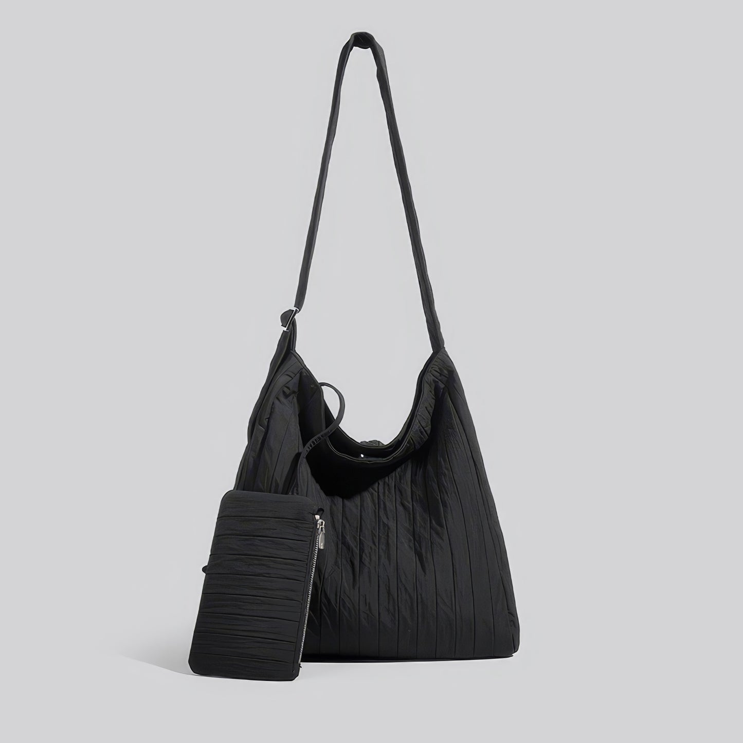 Pleated Nylon Shoulder Bag Set