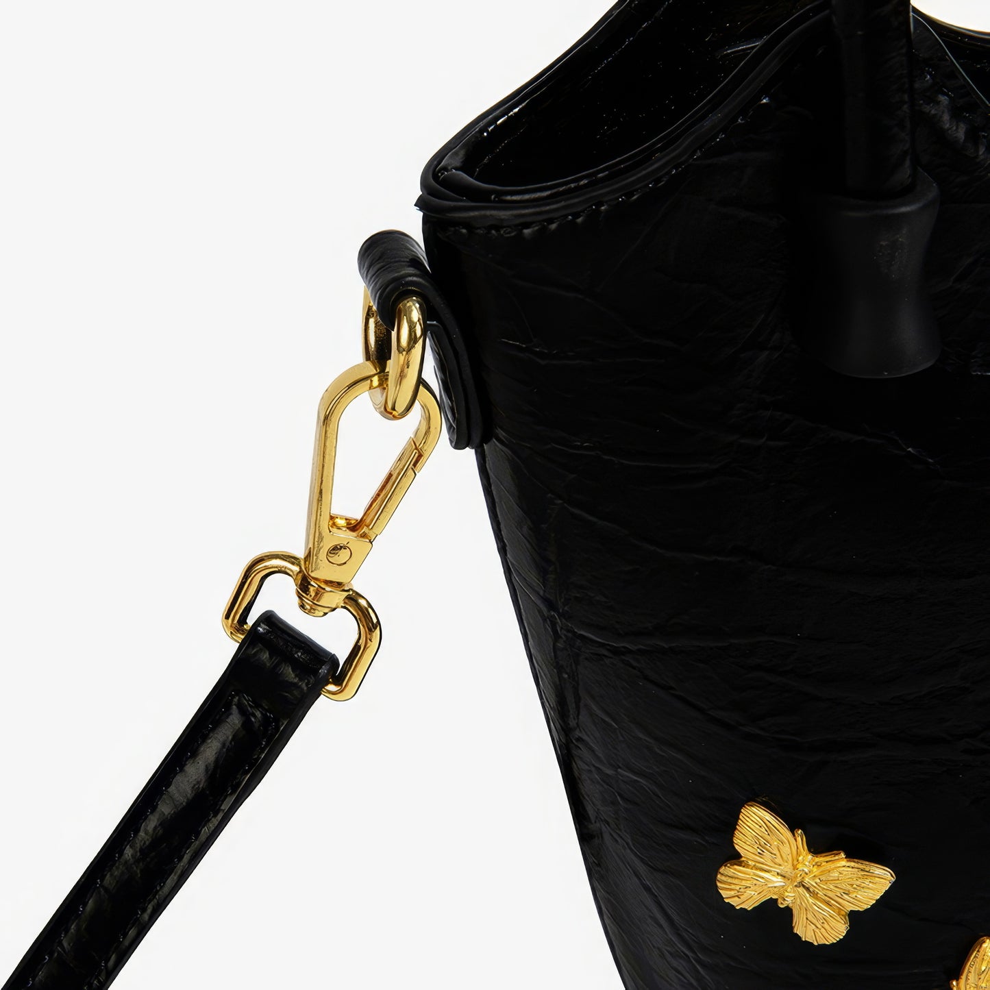 Gold Butterfly Appliqué Mini Tote Bag