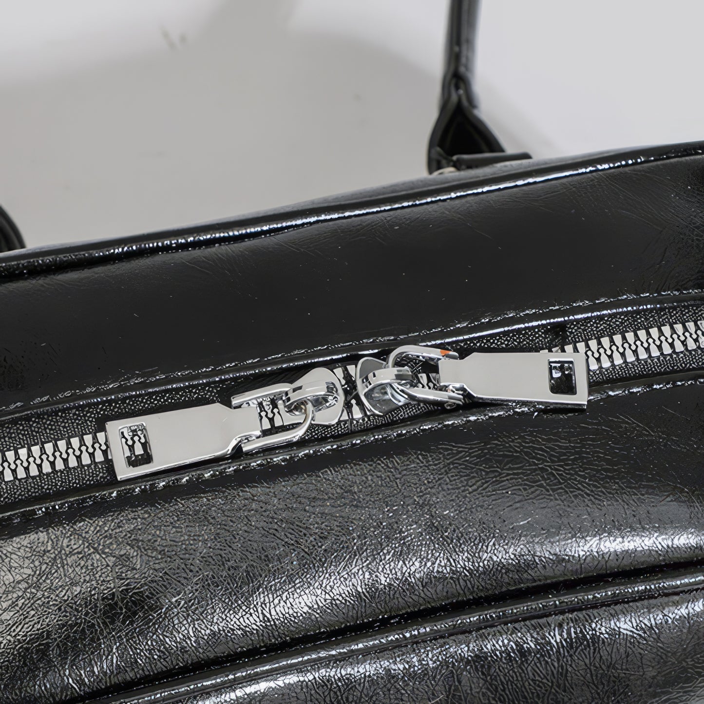 Glossy Bow Pocket Double Strap Shoulder Bag