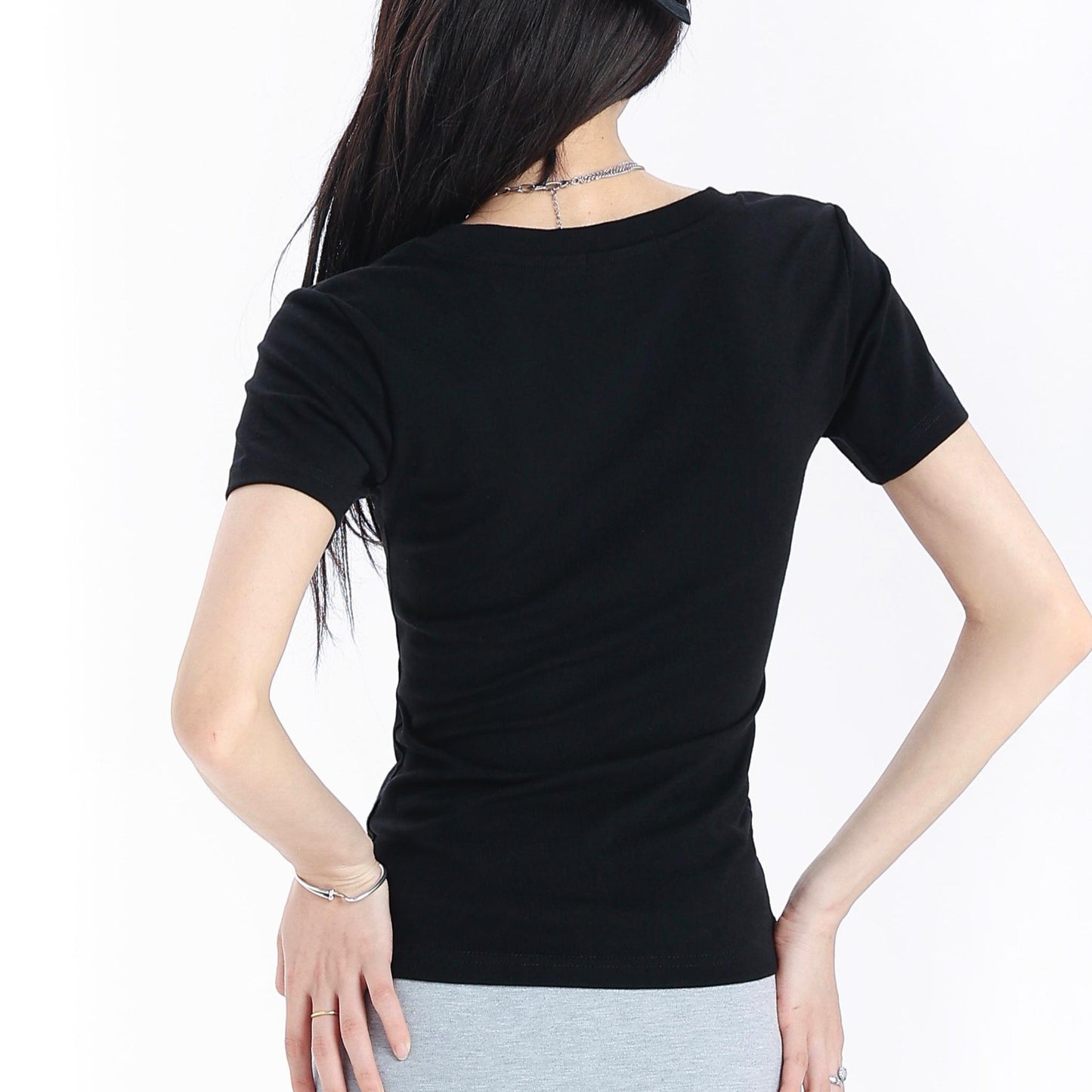 Scoop Neck Stretch Cotton T-Shirt