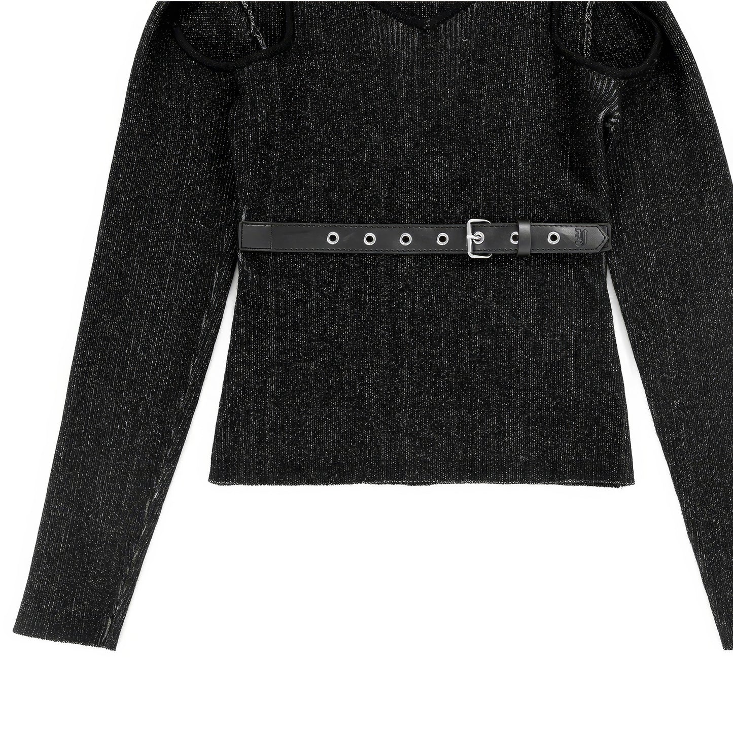 Cutout Shoulder Glitter Knit Top