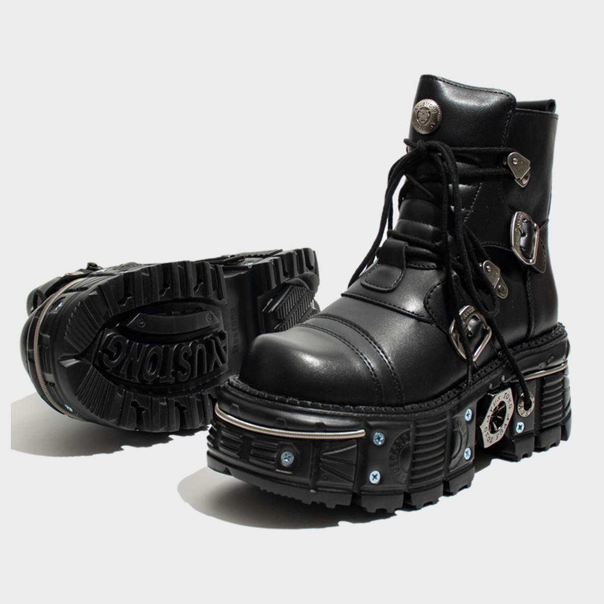 Industrial Buckle Platform Boots