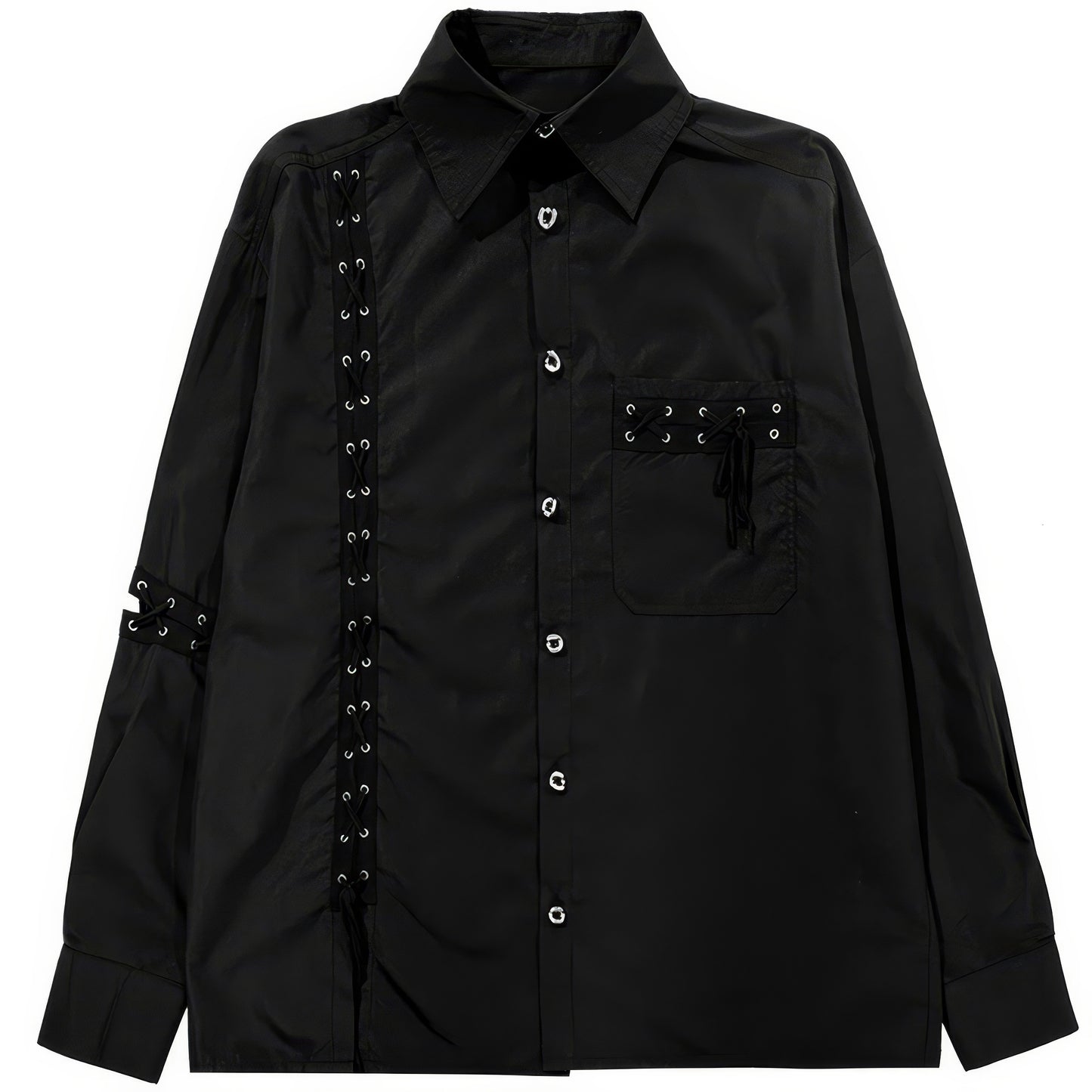 Eyelet Lace-Up Oversized Shirt