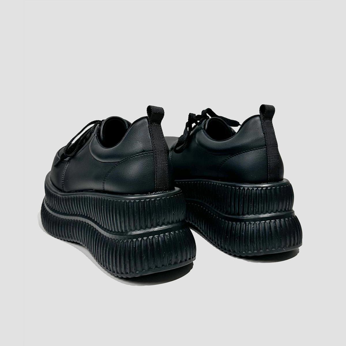 Black Ribbed Platform Sneakers
