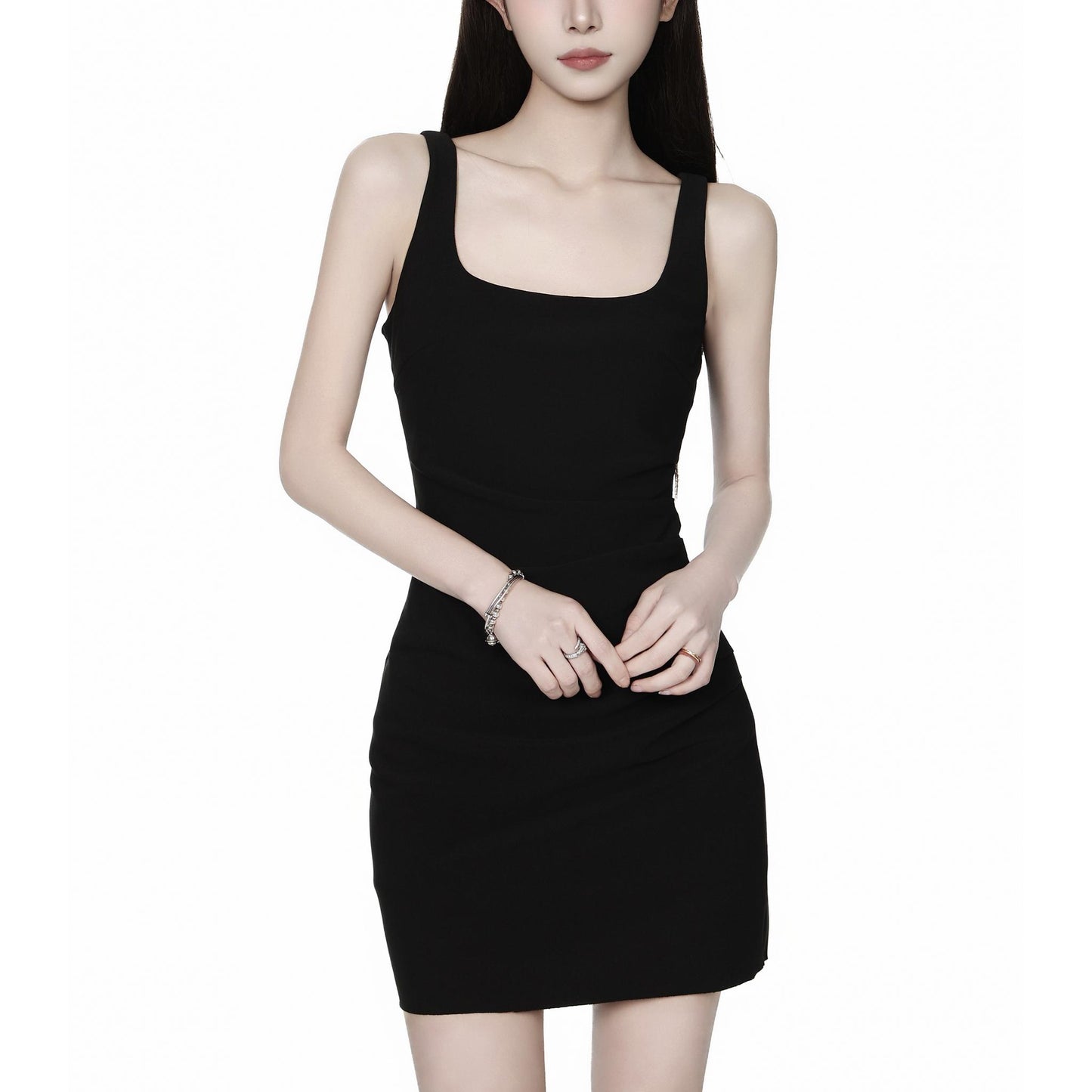 Square Neck Sleeveless Fitted Mini Dress