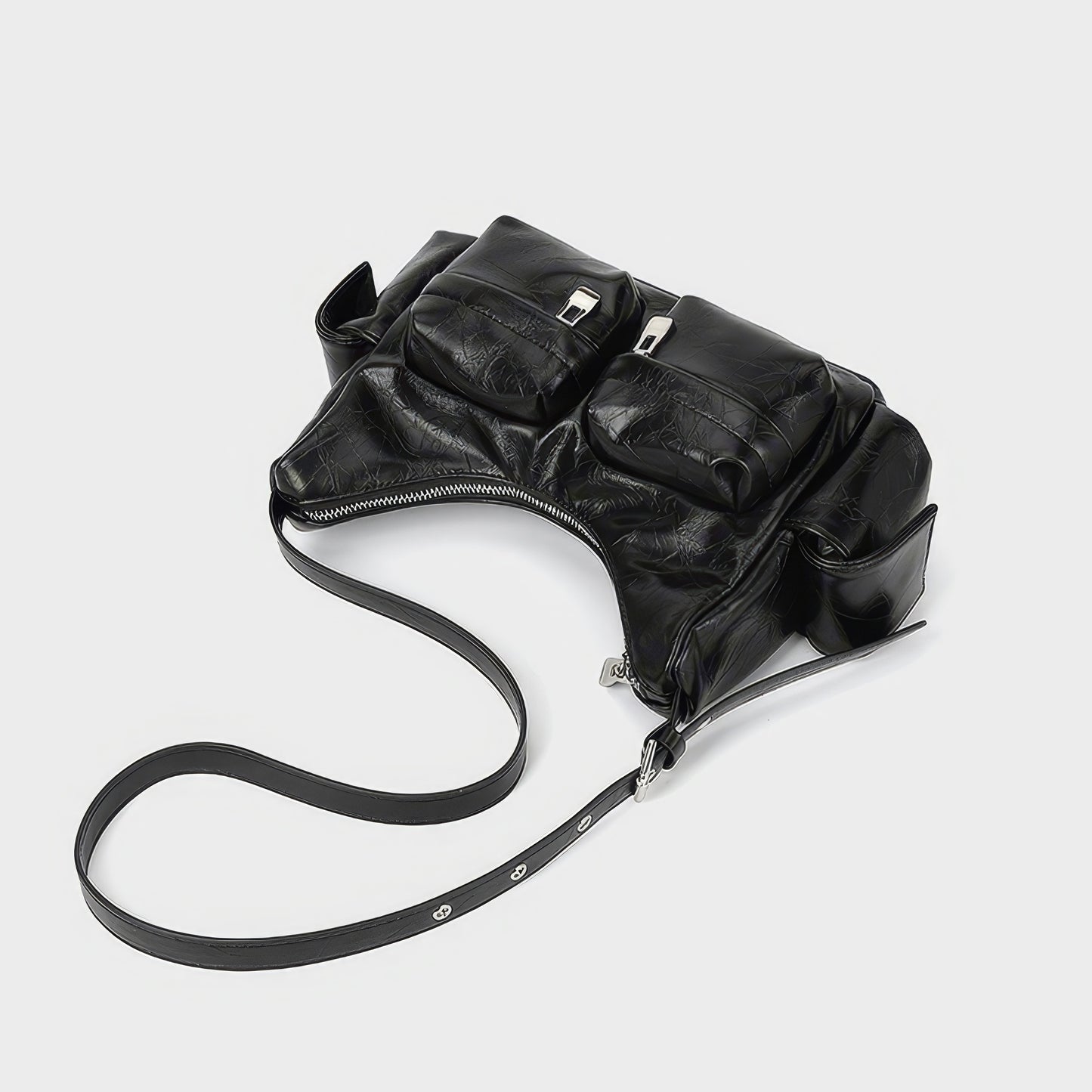 Multi Pocket Textured Shoulder Bag