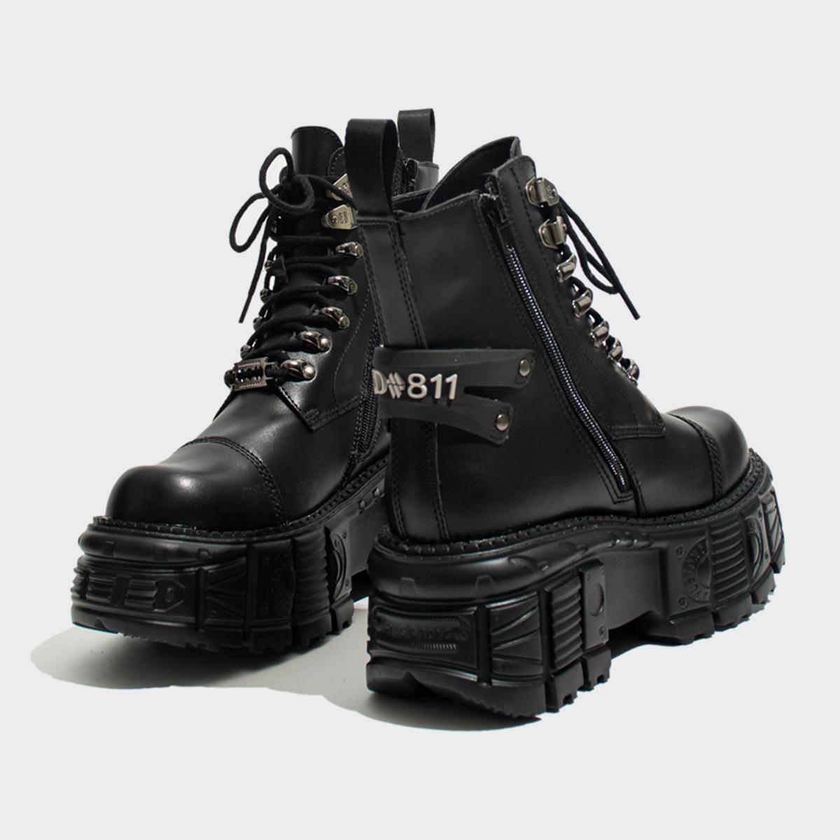 Black Industrial Hardware Platform Boots