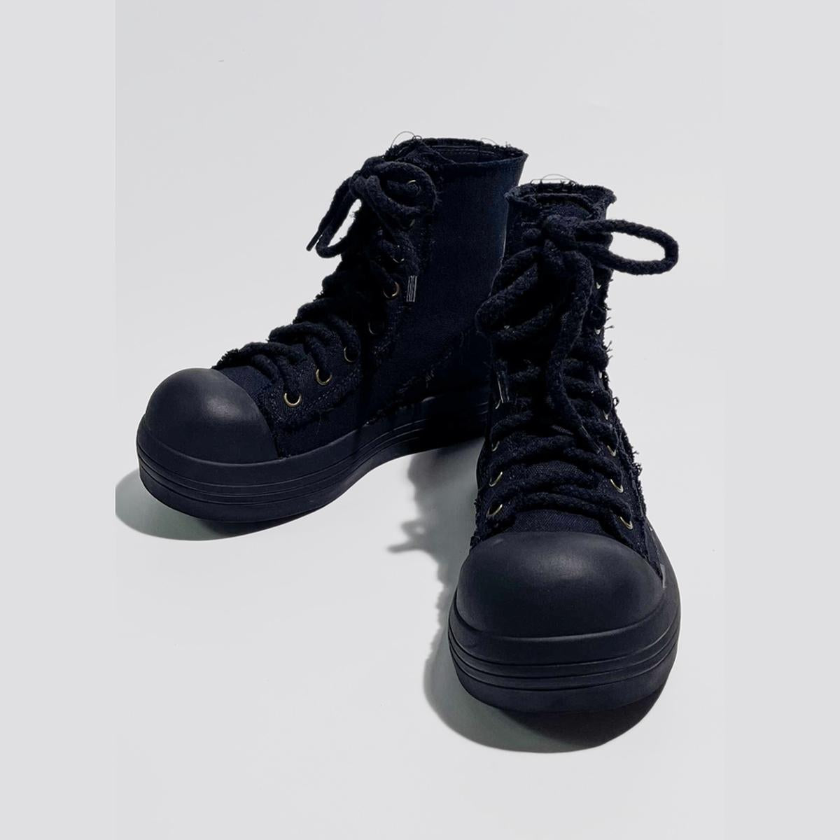 Frayed Canvas Platform Sneakers