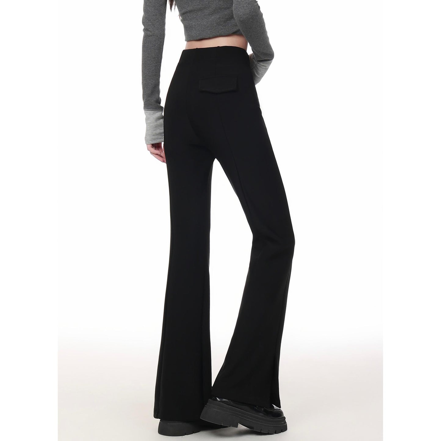 High Waist Side Slit Flared Pants