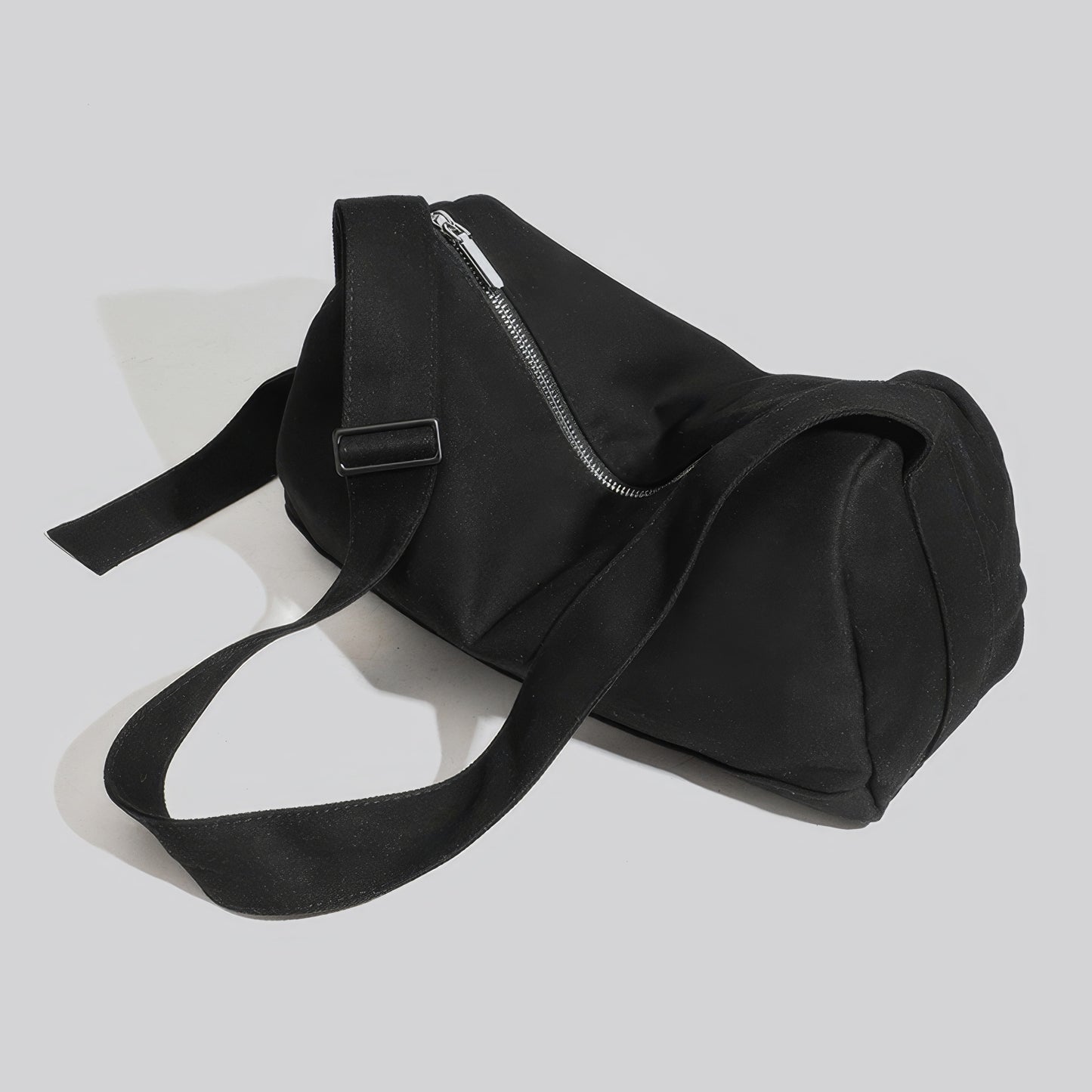 Asymmetrical Zip Canvas Shoulder Bag