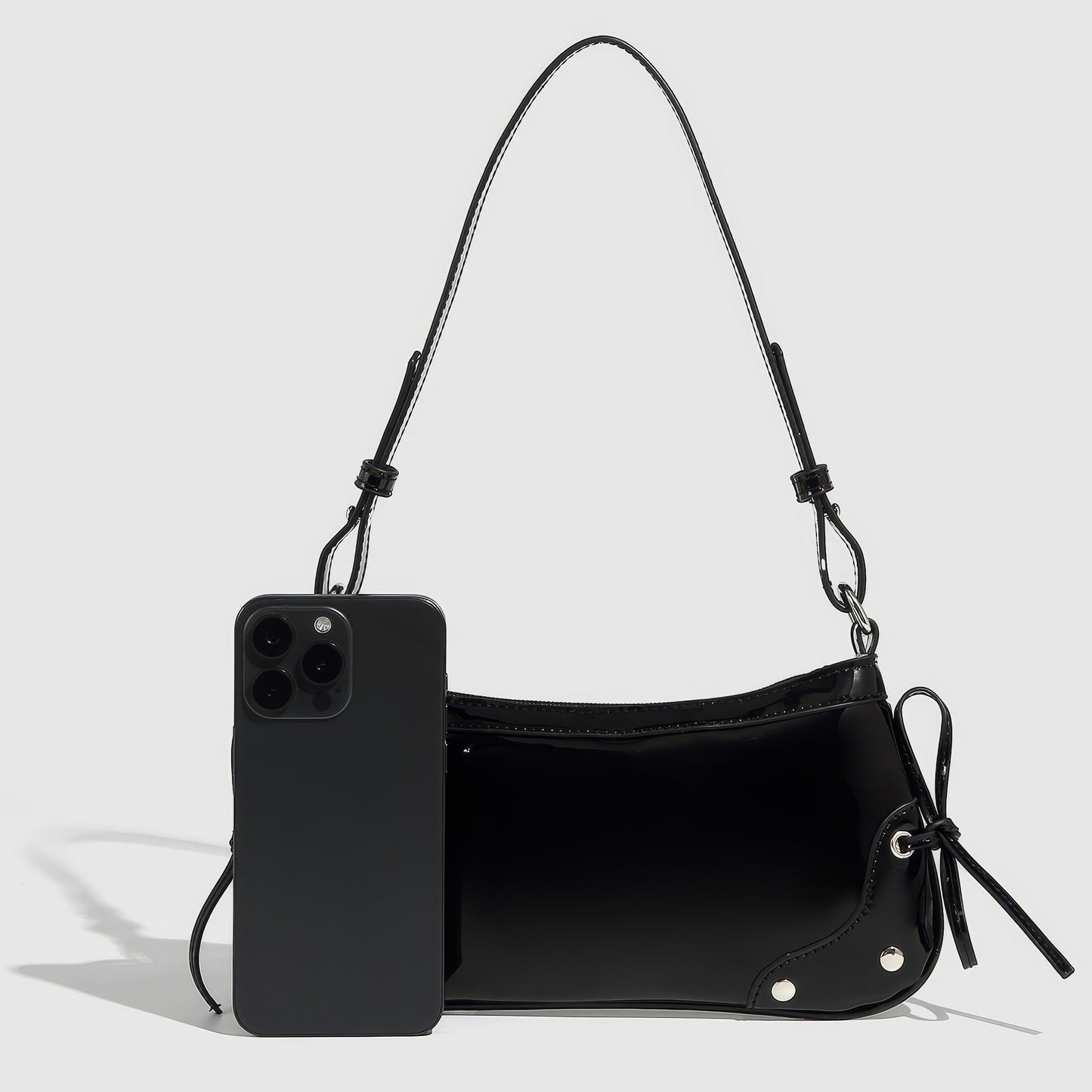 Lace Tie Patent Mini Shoulder Bag