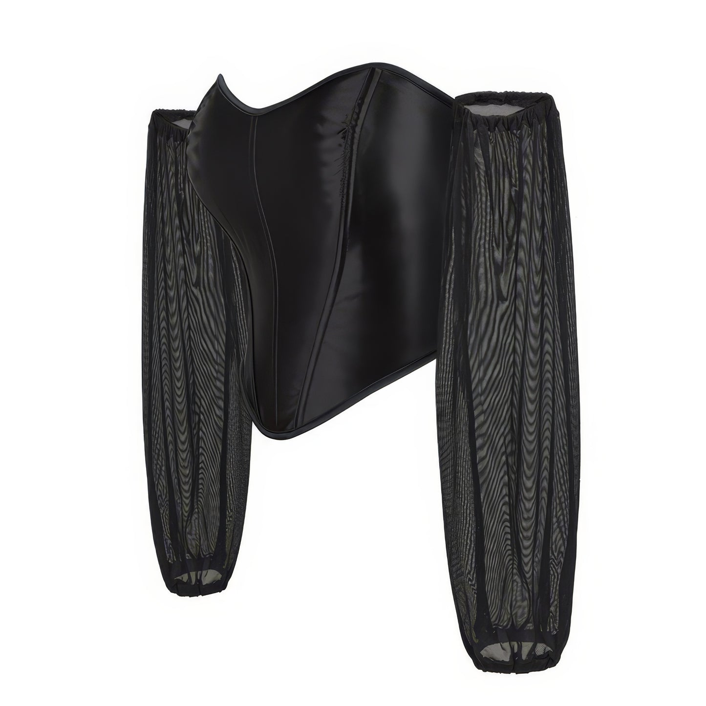 Satin Mesh Sleeve Sweetheart Corset Top