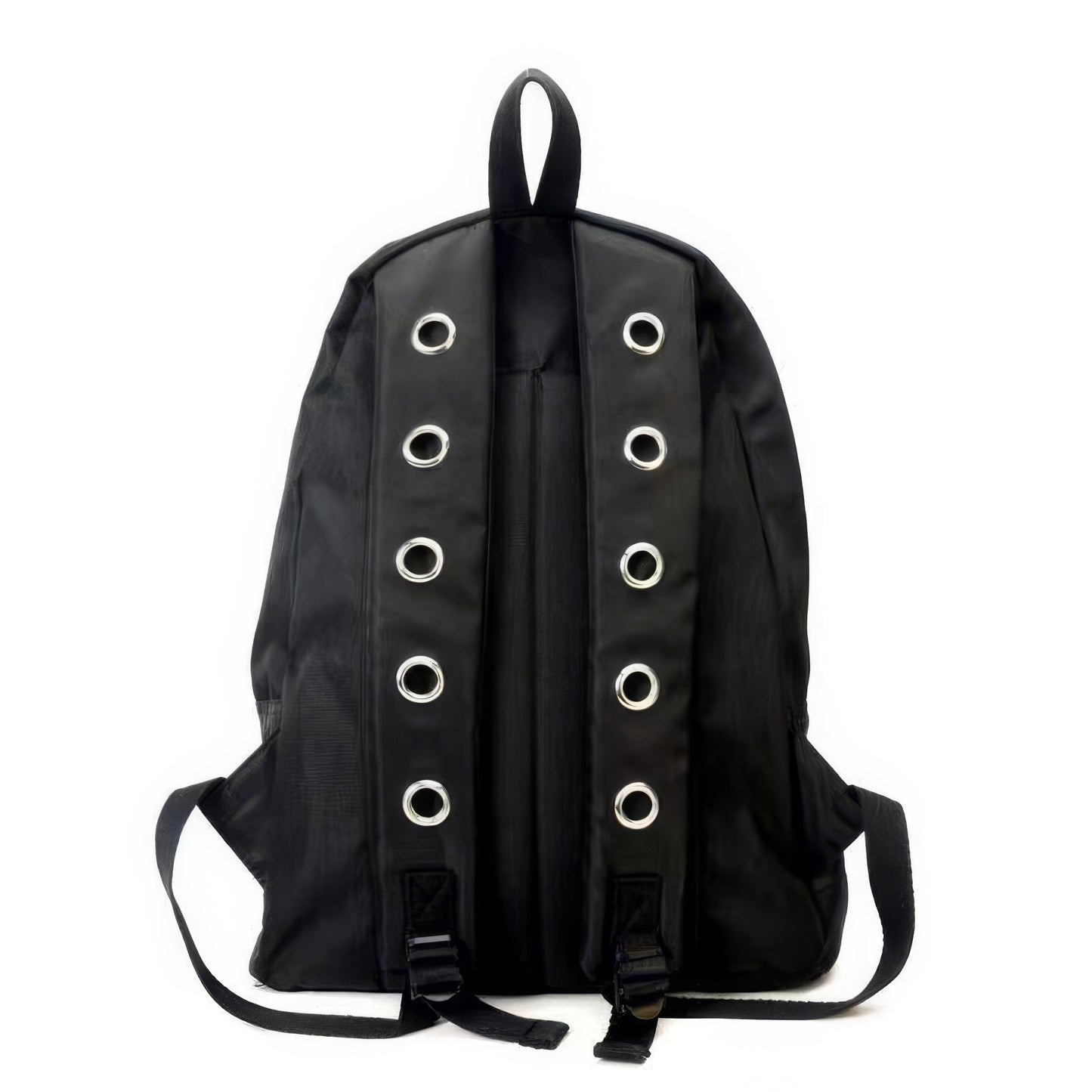 Multi-Zip Eyelet Strap Nylon Backpack