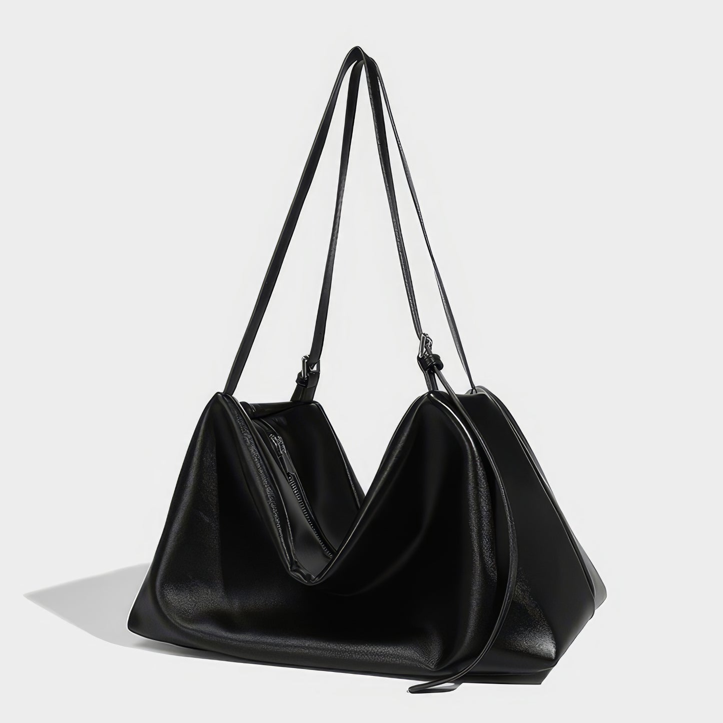 Pleated Soft Faux Leather Shoulder Bag