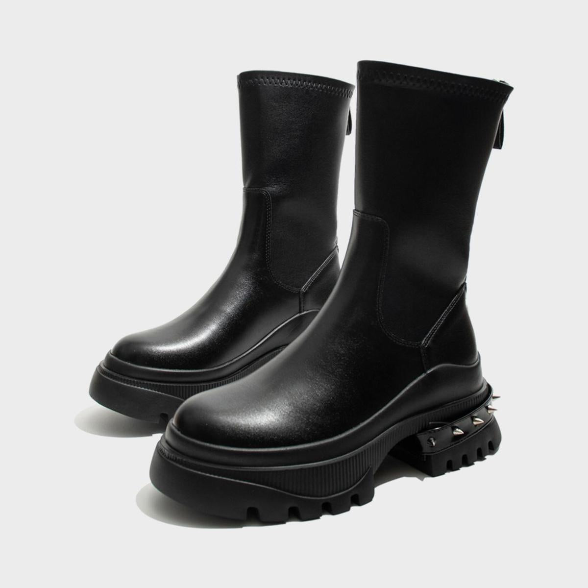 Black Chunky Sole Ankle Boots