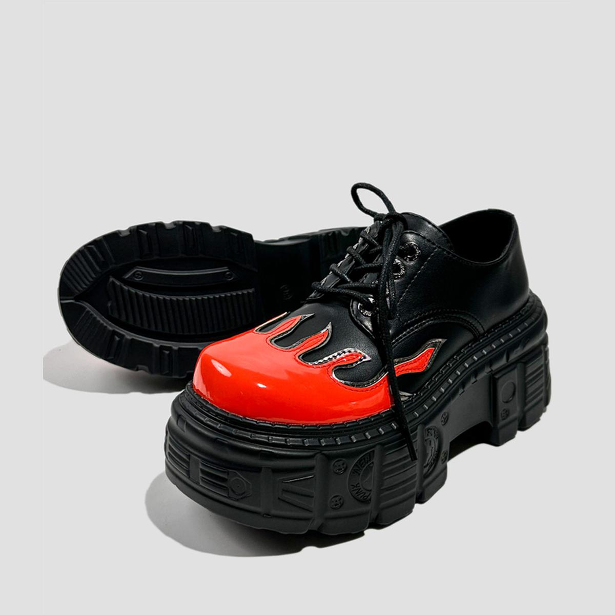 Black & Red Flame Platform Shoes