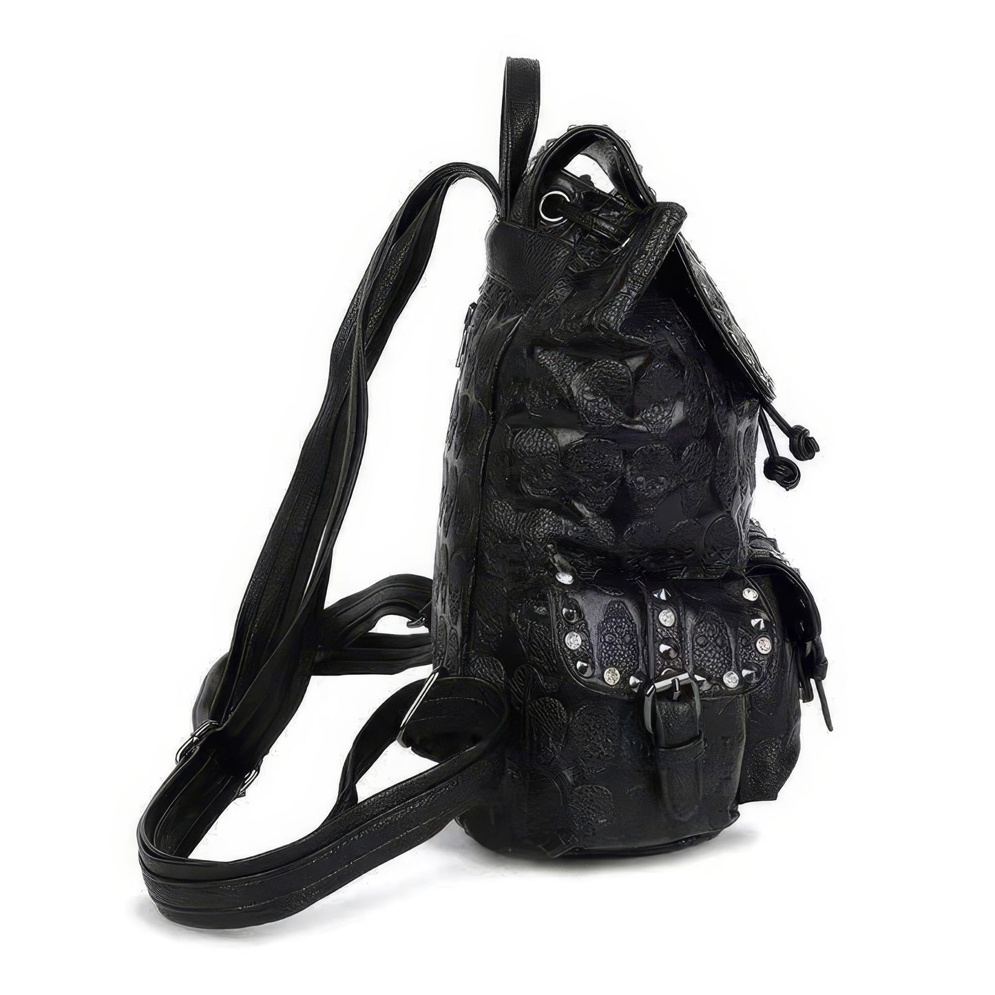 Studded Skull Pattern Flap Backpack