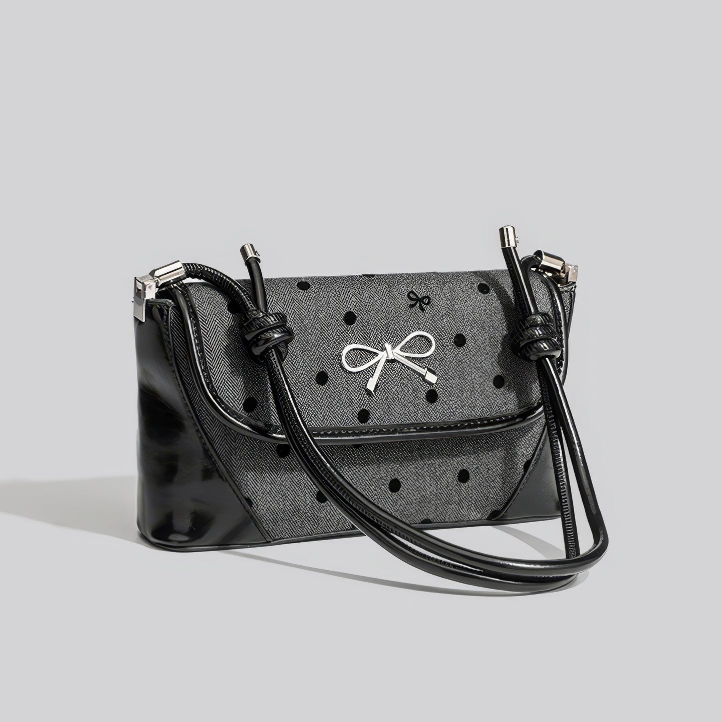 Polka Dot Bow Flap Shoulder Bag