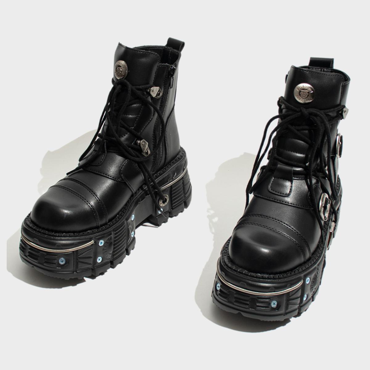 Industrial Buckle Platform Boots