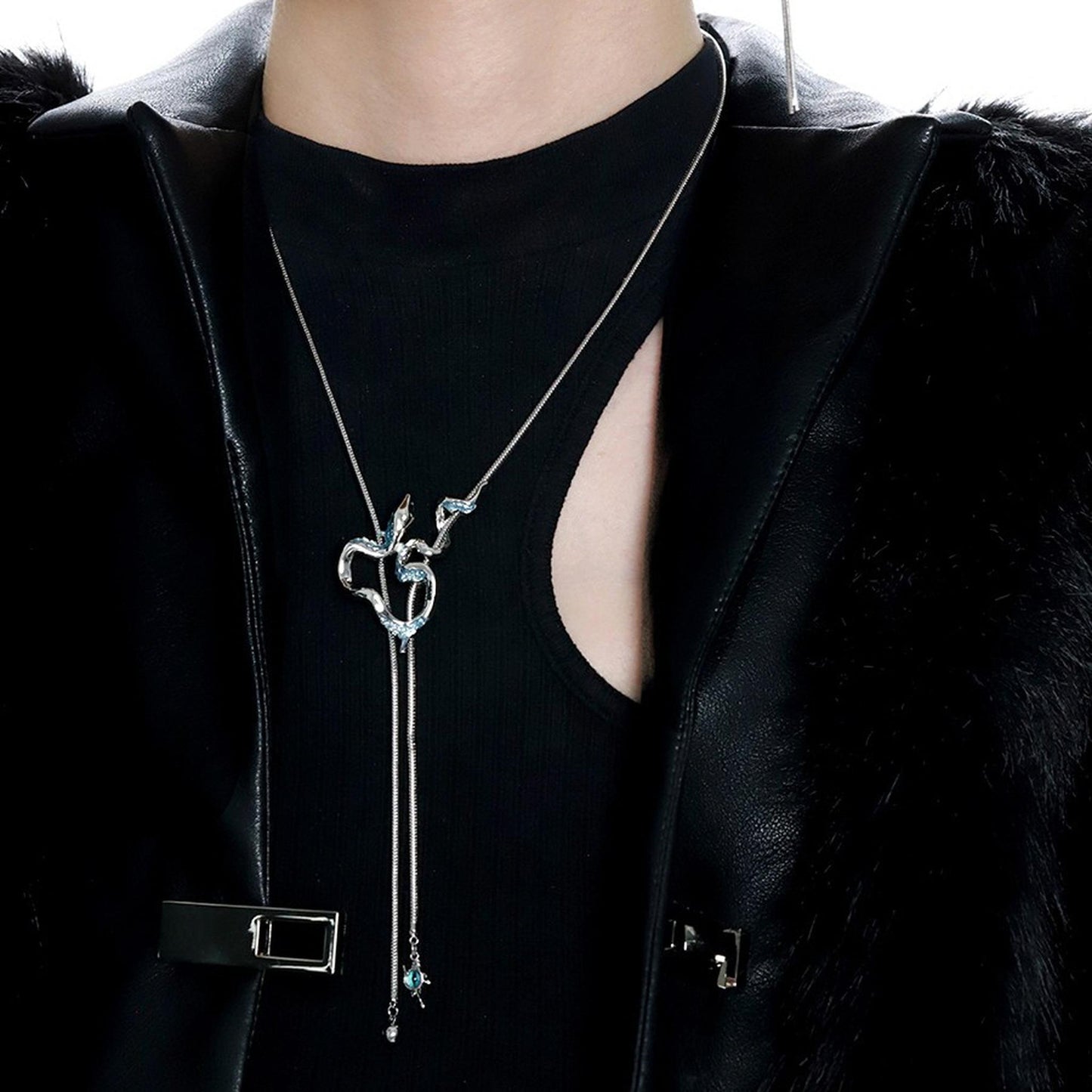 Twisted Heart Snake Pendant Necklace