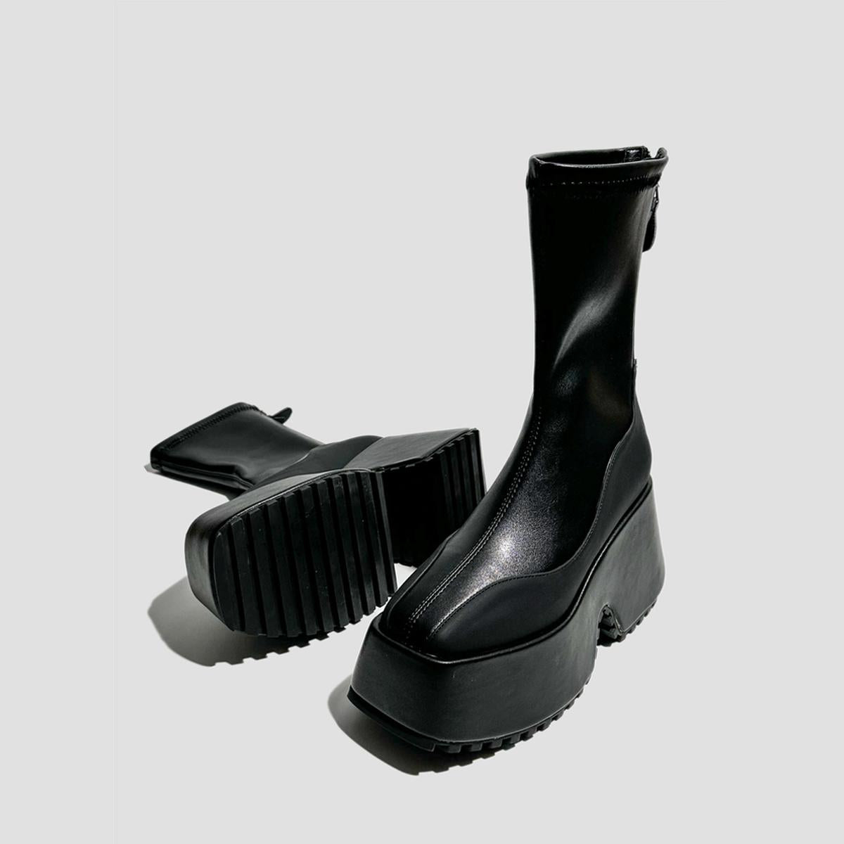 Futuristic Split-Sole Platform Boots