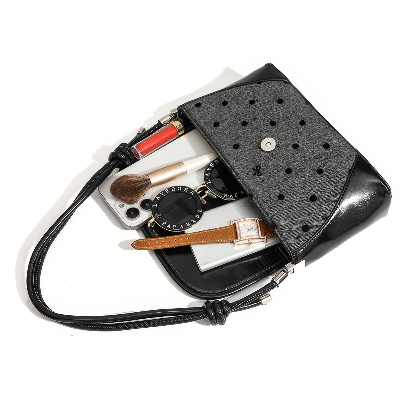 Polka Dot Bow Flap Shoulder Bag
