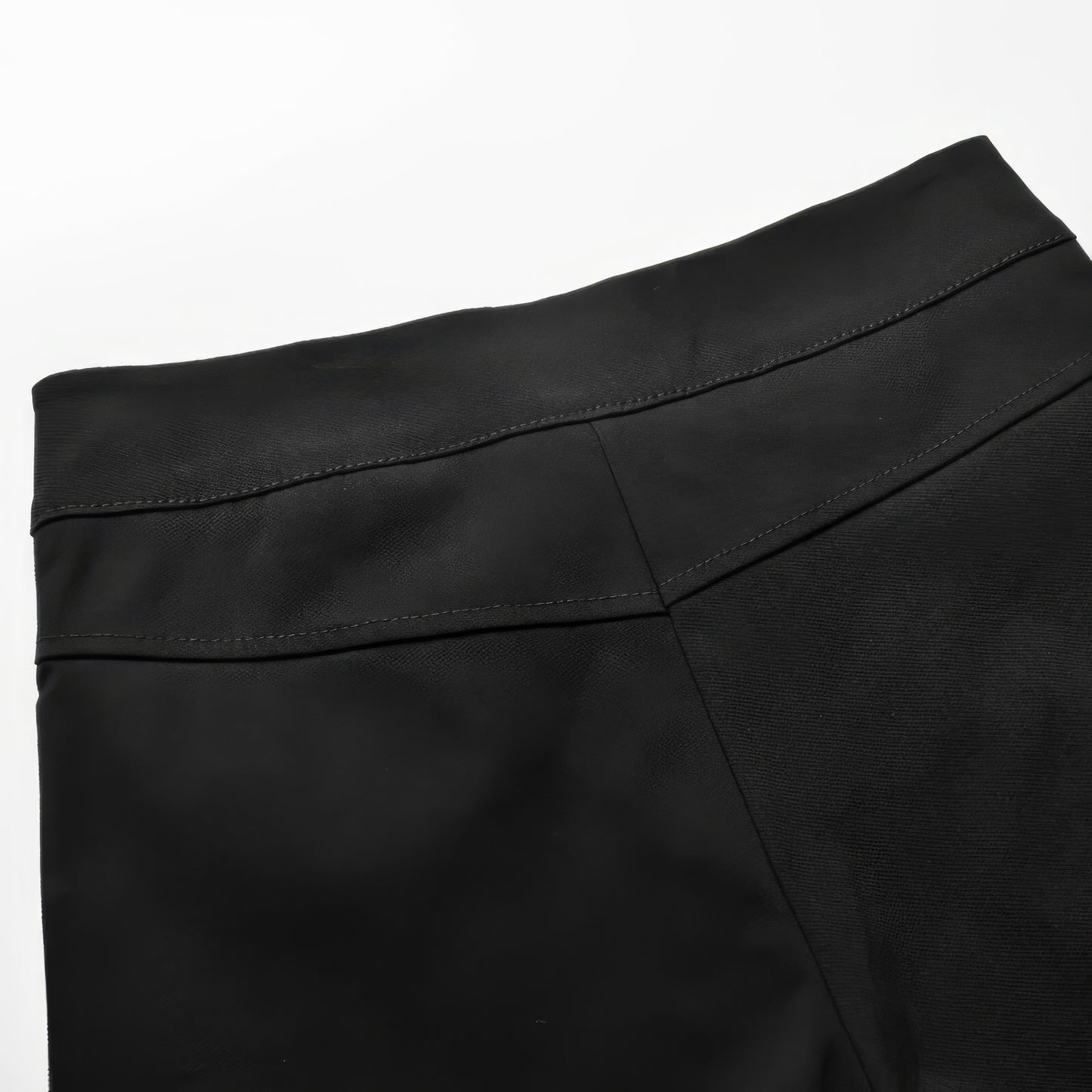 Curved Hem High Waist Black Shorts