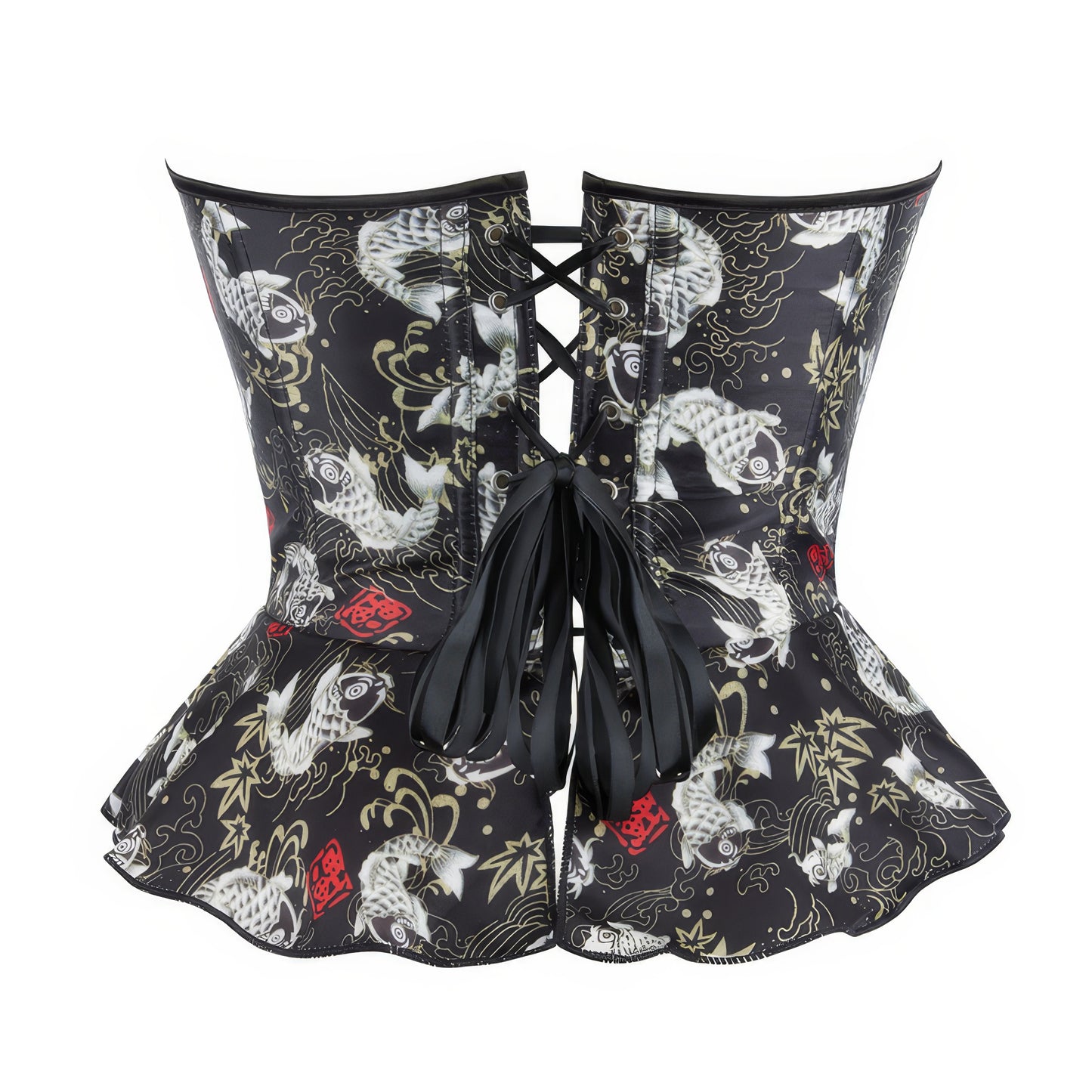 Koi Print Peplum Sweetheart Corset Top