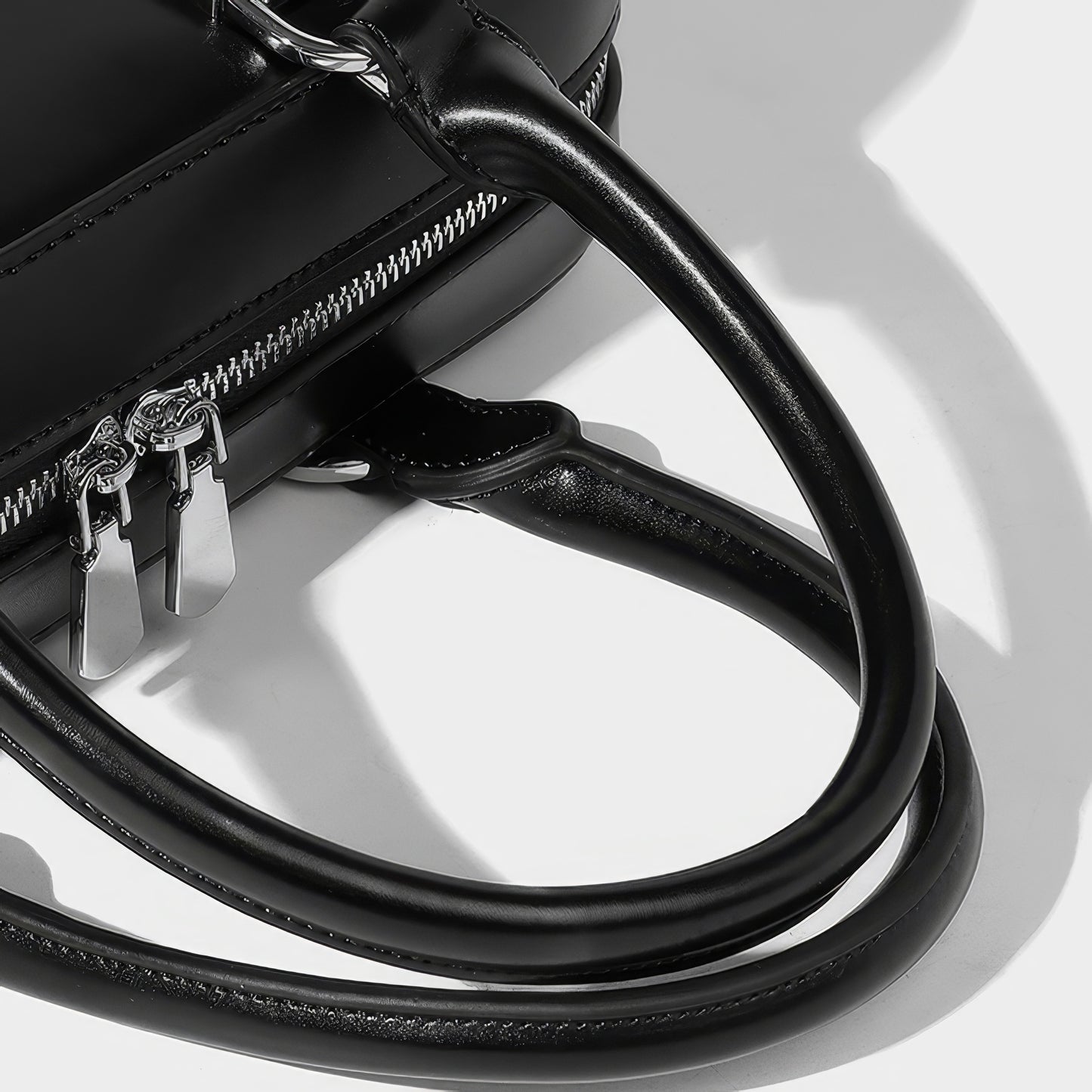 Glossy Metal Accent Box Shoulder Bag