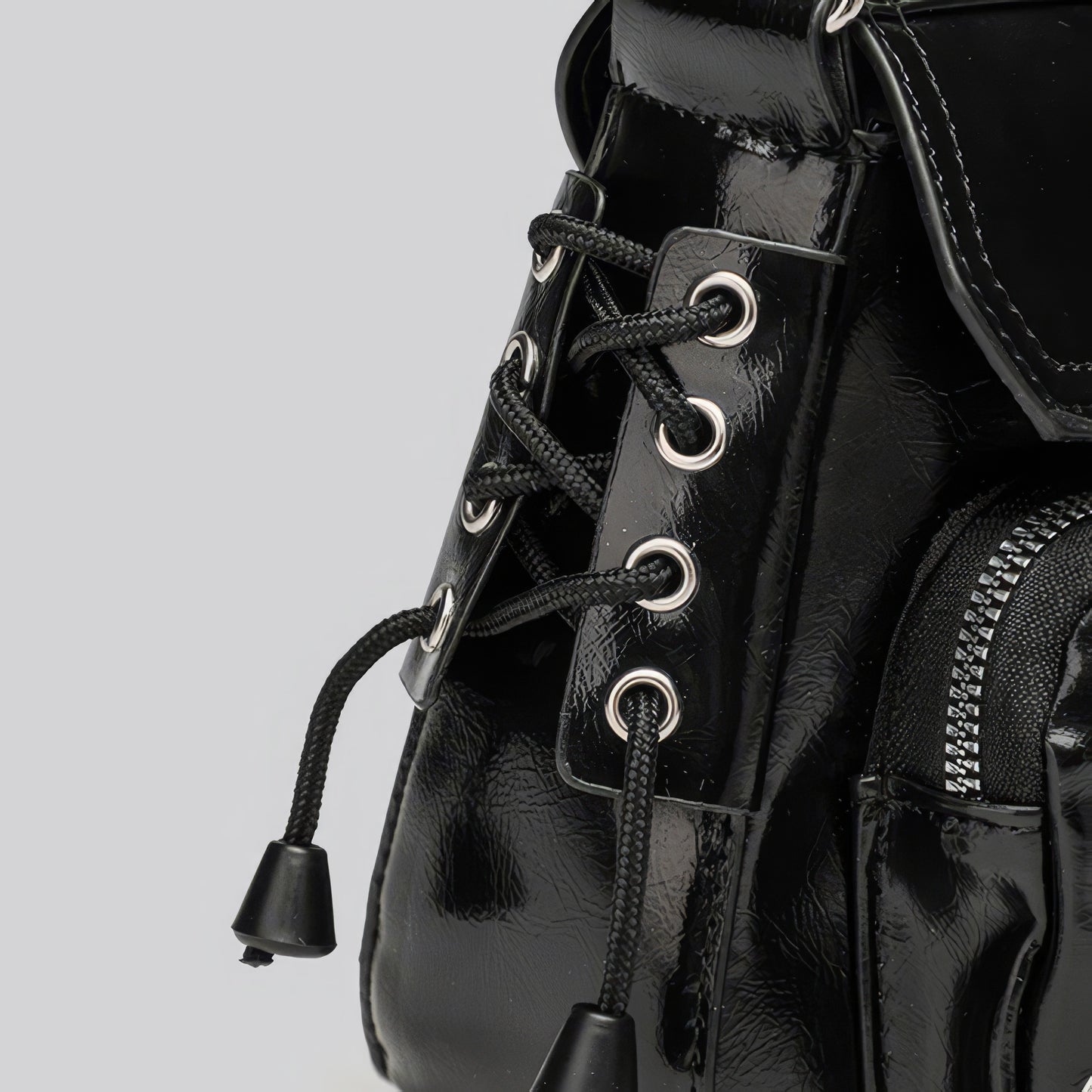 Glossy Buckle Multi-Pocket Shoulder Bag