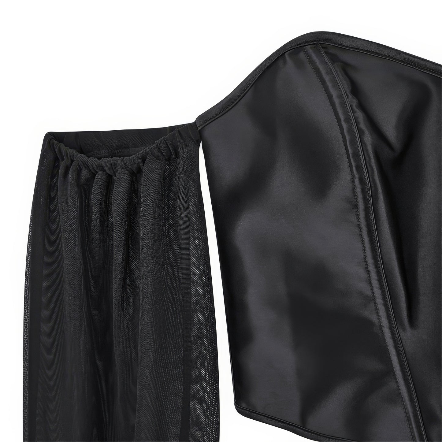 Satin Mesh Sleeve Sweetheart Corset Top