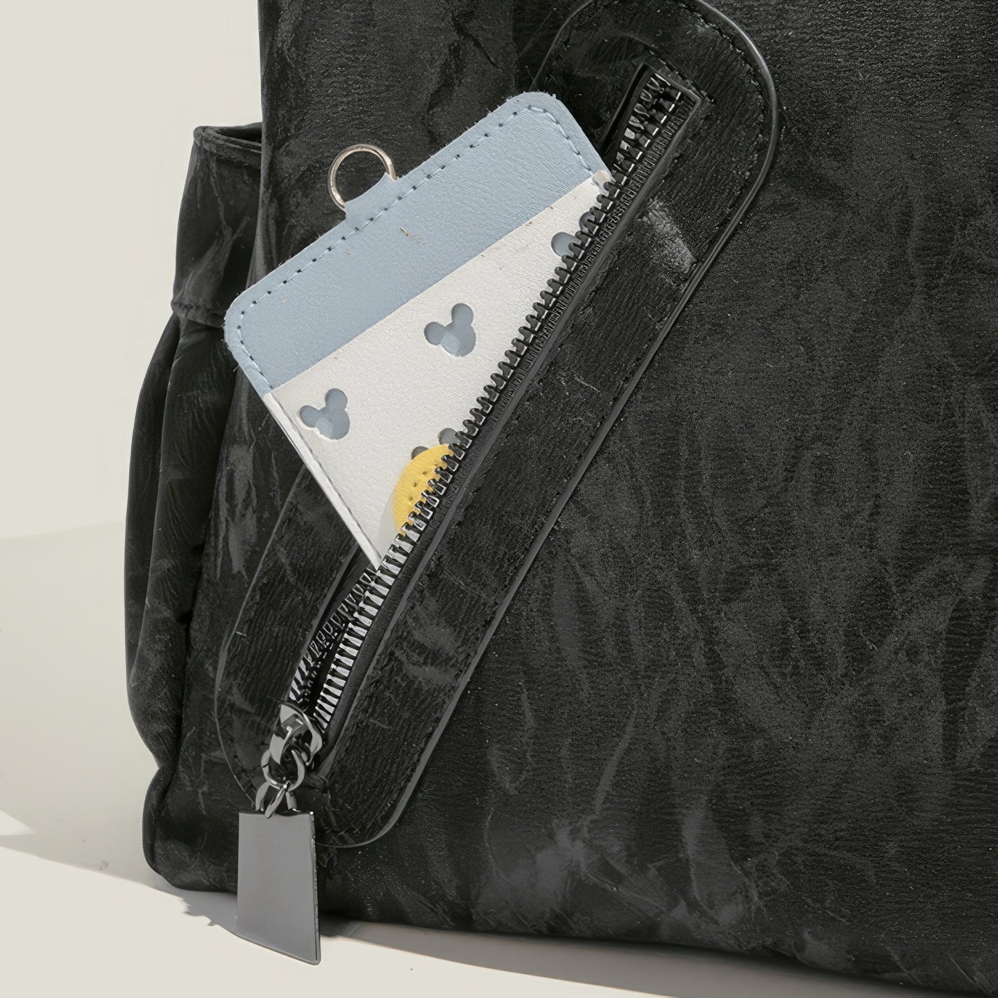 Shiny Crinkle Nylon Multi Pocket Tote Bag