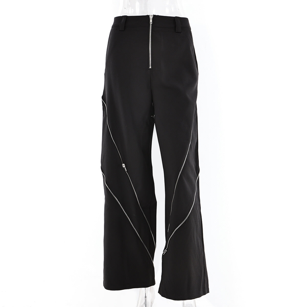 Zipper Detail Wide-Leg Pants
