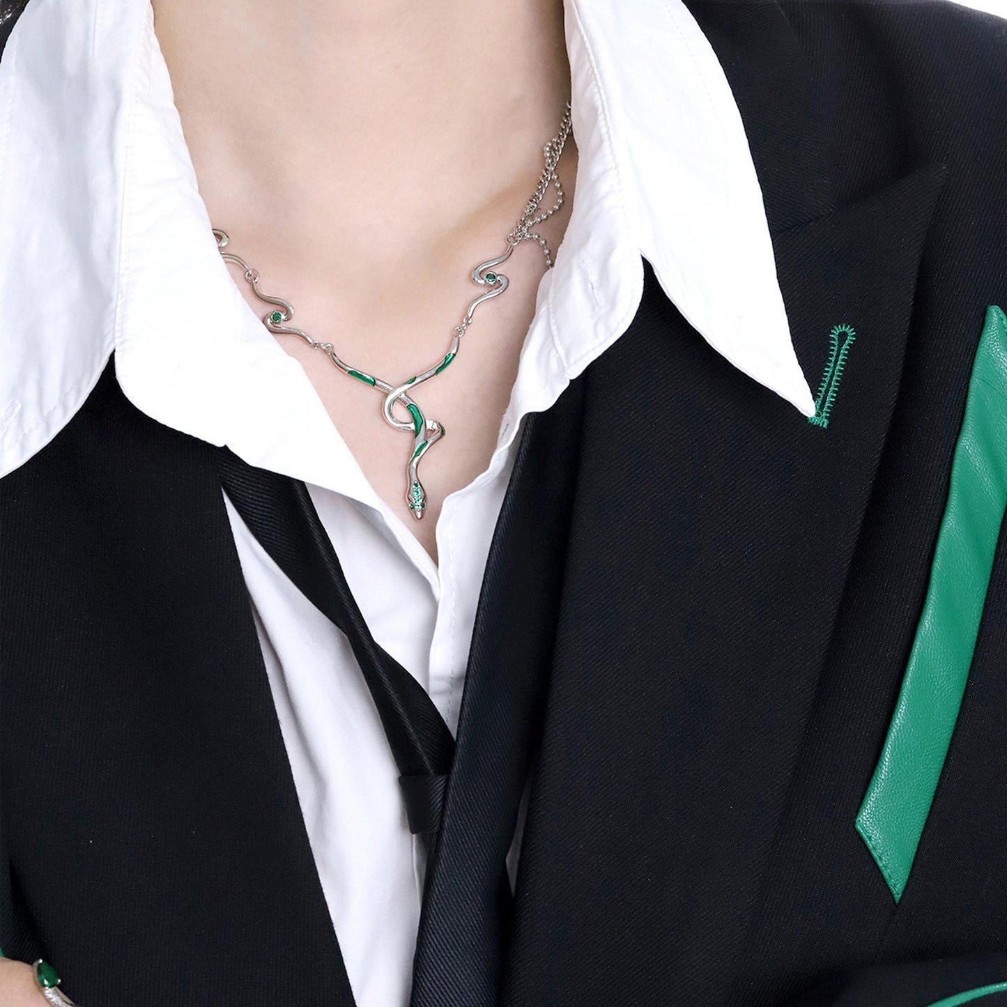 Emerald Serpent Twist Necklace