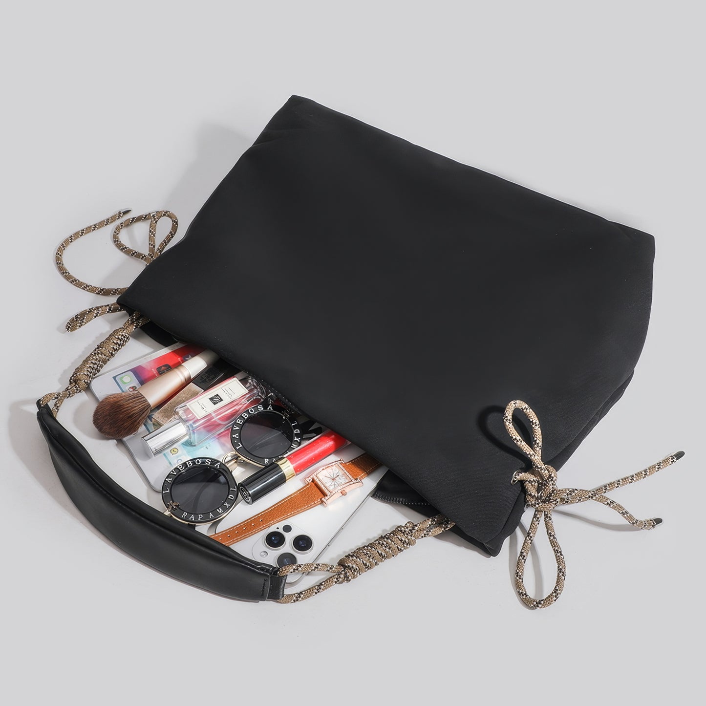 Rope Accent Soft Slouch Shoulder Bag