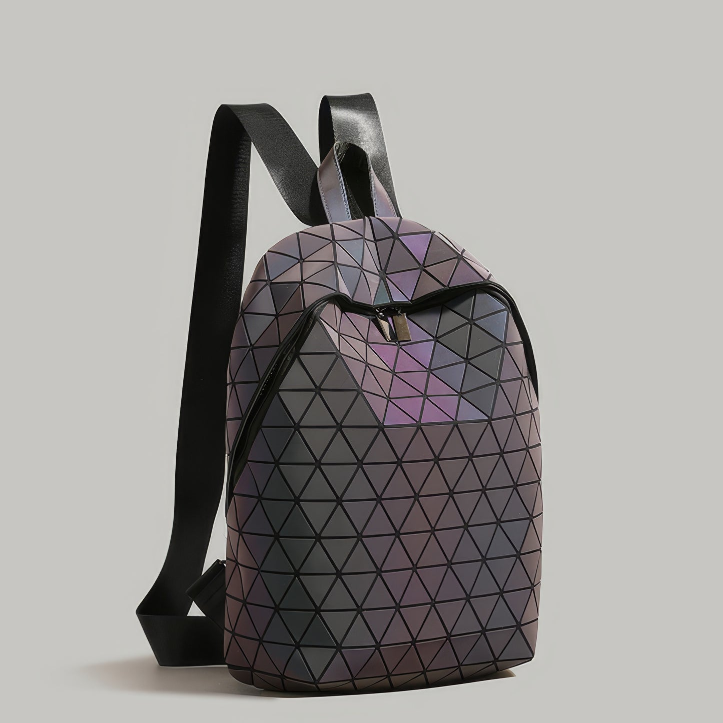 Geometric Reflective Prism Panel Backpack