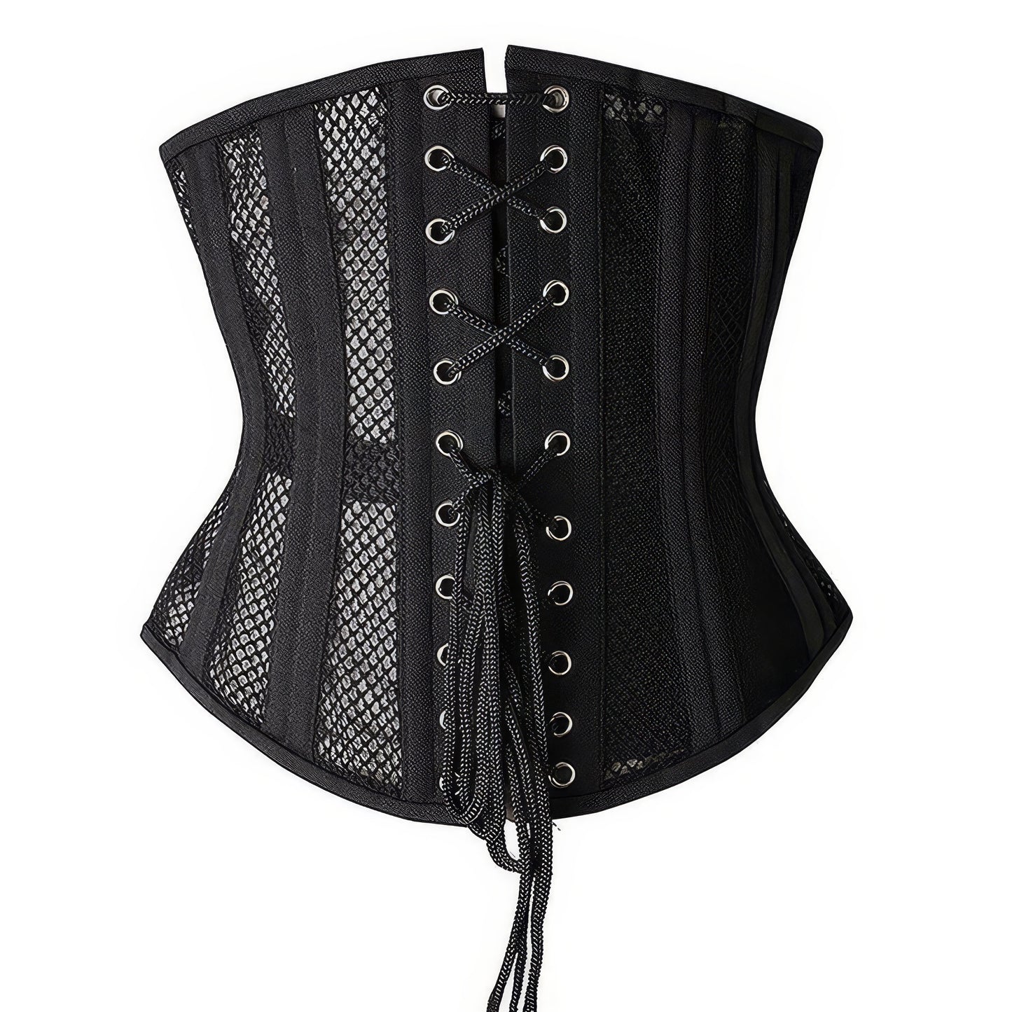 Mesh Panel Zip-Up Waist Corset