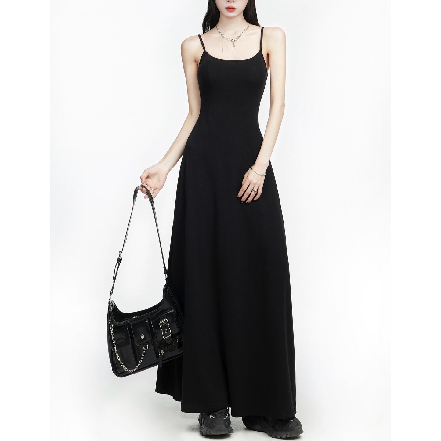 Scoop Neck Fitted Flare Maxi Dress