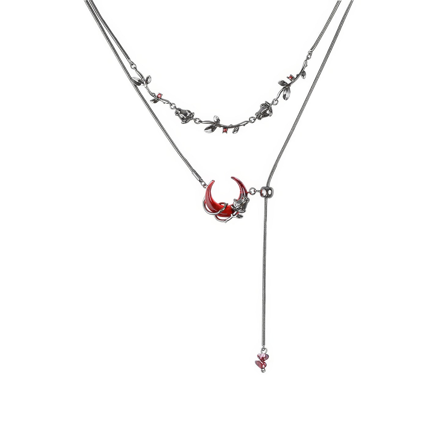 Red Horned Beetle Layered Necklace
