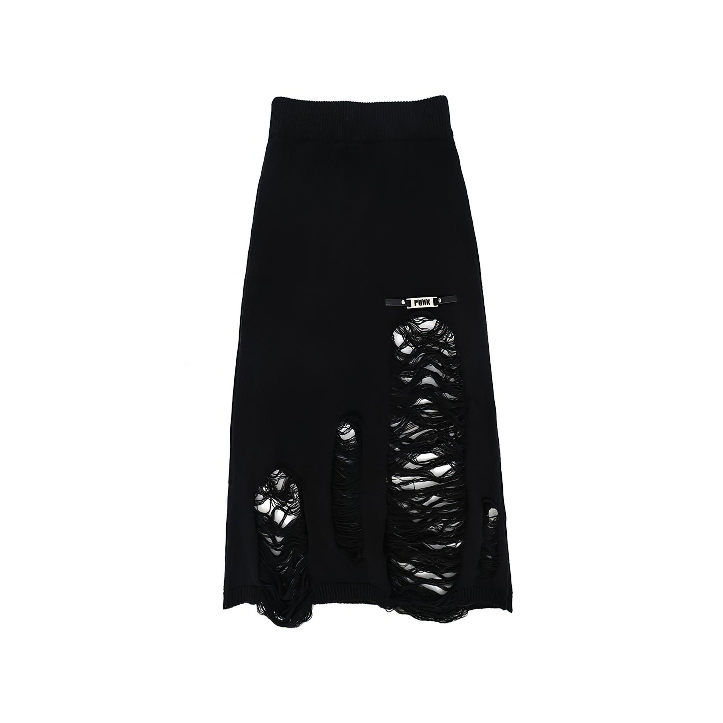 Distressed Knit Long Skirt