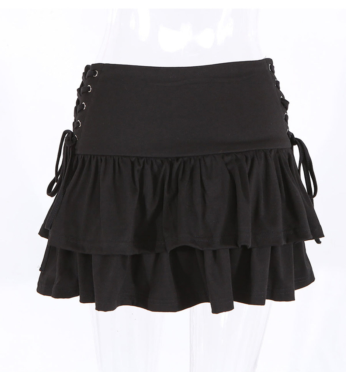 Layered Ruffle Lace-Up Skirt